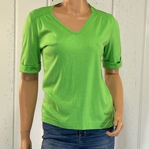 *Gordon Women's Green Apple Short Cuff Sleeve V-Neck Shirt